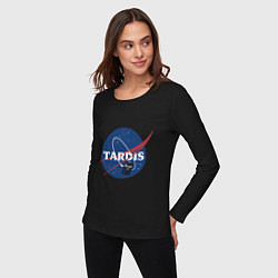 Лонгслив хлопковый женский Tardis NASA, цвет: черный — фото 2