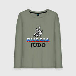 Лонгслив хлопковый женский Russia judo, цвет: авокадо