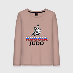 Лонгслив хлопковый женский Russia judo, цвет: пыльно-розовый