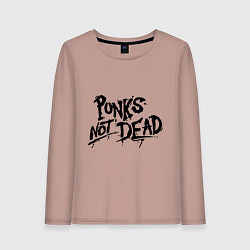 Лонгслив хлопковый женский Punks not dead, цвет: пыльно-розовый