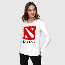 Лонгслив хлопковый женский Dota 2: Logo, цвет: белый — фото 2