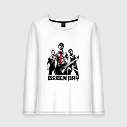 Лонгслив хлопковый женский Группа Green Day, цвет: белый
