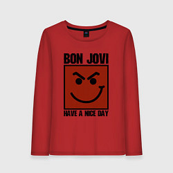 Лонгслив хлопковый женский Bon Jovi: Have a nice day, цвет: красный