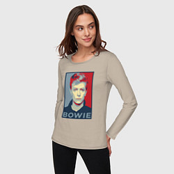 Лонгслив хлопковый женский Bowie Poster, цвет: миндальный — фото 2