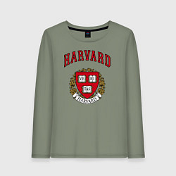 Лонгслив хлопковый женский Harvard university, цвет: авокадо