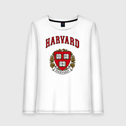 Лонгслив хлопковый женский Harvard university, цвет: белый