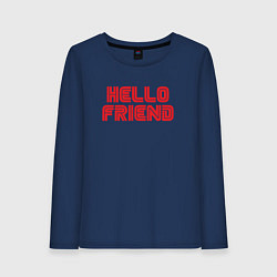 Лонгслив хлопковый женский Hello Friend, цвет: тёмно-синий