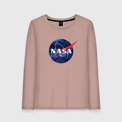 Лонгслив хлопковый женский NASA: Cosmic Logo, цвет: пыльно-розовый