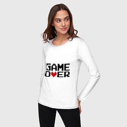 Лонгслив хлопковый женский Game over 8 bit, цвет: белый — фото 2