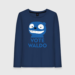 Лонгслив хлопковый женский Vote Waldo, цвет: тёмно-синий