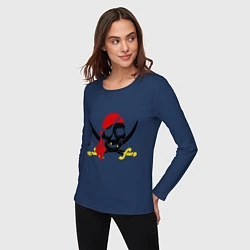 Лонгслив хлопковый женский Пиратская футболка, цвет: тёмно-синий — фото 2