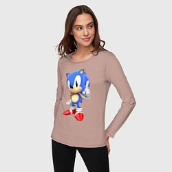 Лонгслив хлопковый женский Classic Sonic, цвет: пыльно-розовый — фото 2