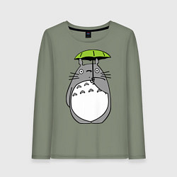 Лонгслив хлопковый женский Totoro с зонтом, цвет: авокадо
