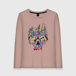 Лонгслив хлопковый женский Череп, цвет: пыльно-розовый