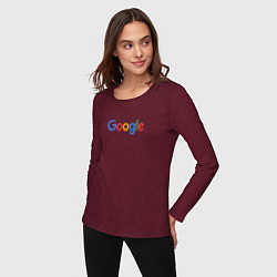 Лонгслив хлопковый женский Google цвета меланж-бордовый — фото 2