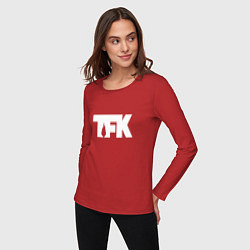 Лонгслив хлопковый женский TFK: White Logo, цвет: красный — фото 2