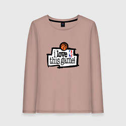 Лонгслив хлопковый женский Basketball: I love this game, цвет: пыльно-розовый