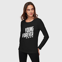 Лонгслив хлопковый женский Young Forever, цвет: черный — фото 2