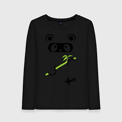 Лонгслив хлопковый женский Panda ninja, цвет: черный