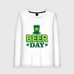 Лонгслив хлопковый женский Beer day, цвет: белый