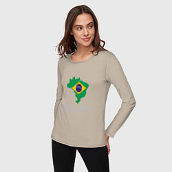 Лонгслив хлопковый женский Brazil Country, цвет: миндальный — фото 2