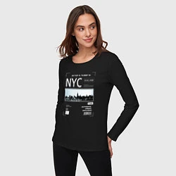 Лонгслив хлопковый женский NYC Style, цвет: черный — фото 2