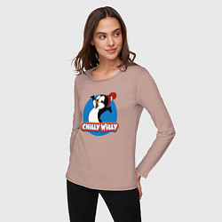 Лонгслив хлопковый женский Chilly Willy, цвет: пыльно-розовый — фото 2