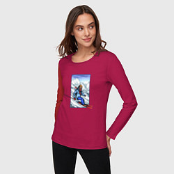 Лонгслив хлопковый женский Лыжный Спорт, цвет: маджента — фото 2