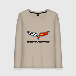Лонгслив хлопковый женский Chevrolet corvette, цвет: миндальный