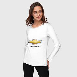 Лонгслив хлопковый женский Chevrolet логотип, цвет: белый — фото 2