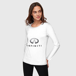 Лонгслив хлопковый женский Logo Infiniti, цвет: белый — фото 2