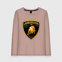 Лонгслив хлопковый женский Lamborghini logo, цвет: пыльно-розовый