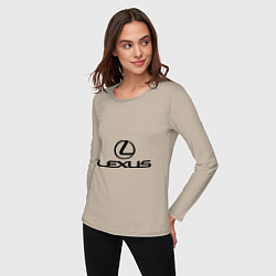 Лонгслив хлопковый женский Lexus logo, цвет: миндальный — фото 2