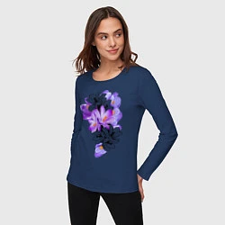 Лонгслив хлопковый женский Krokus Flower, цвет: тёмно-синий — фото 2