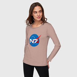 Лонгслив хлопковый женский NASA N7, цвет: пыльно-розовый — фото 2