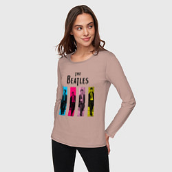 Лонгслив хлопковый женский Walking Beatles, цвет: пыльно-розовый — фото 2