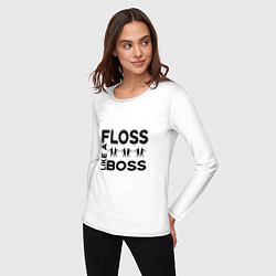 Лонгслив хлопковый женский Floss like a boss, цвет: белый — фото 2