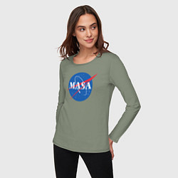 Лонгслив хлопковый женский NASA: Masa, цвет: авокадо — фото 2