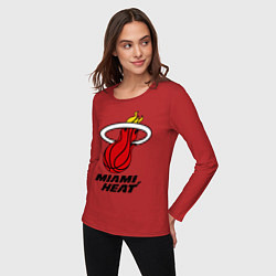 Лонгслив хлопковый женский Miami Heat-logo, цвет: красный — фото 2