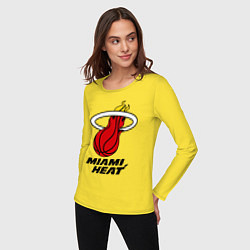Лонгслив хлопковый женский Miami Heat-logo, цвет: желтый — фото 2