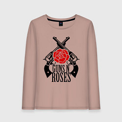 Лонгслив хлопковый женский Guns n Roses: guns, цвет: пыльно-розовый