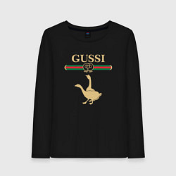 Лонгслив хлопковый женский GUSSI Fashion, цвет: черный