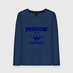 Лонгслив хлопковый женский MGU Moscow University, цвет: тёмно-синий