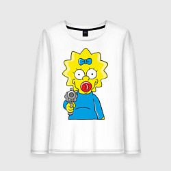 Лонгслив хлопковый женский Мэгги с револьвером, цвет: белый