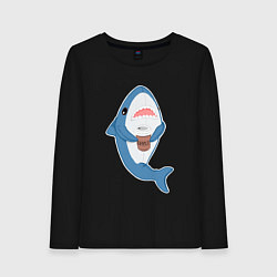 Лонгслив хлопковый женский Hype Shark, цвет: черный