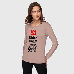 Лонгслив хлопковый женский Keep Calm & Play Dota, цвет: пыльно-розовый — фото 2