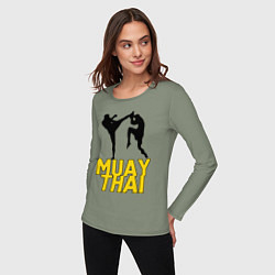 Лонгслив хлопковый женский Muay Thai, цвет: авокадо — фото 2