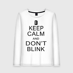 Лонгслив хлопковый женский Keep Calm & Don't Blink, цвет: белый