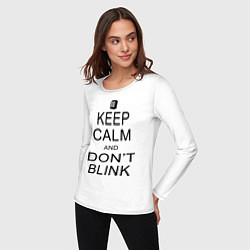 Лонгслив хлопковый женский Keep Calm & Don't Blink, цвет: белый — фото 2