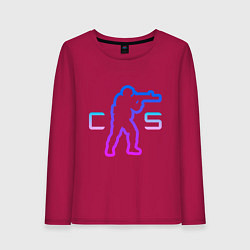 Лонгслив хлопковый женский CS - логотип с бойцом, цвет: маджента